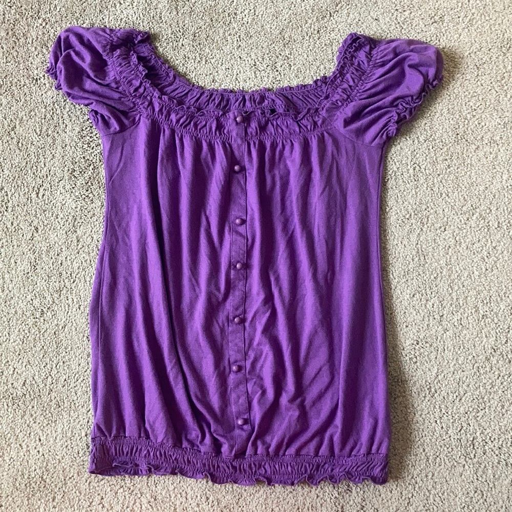 Purple cap sleeve top
